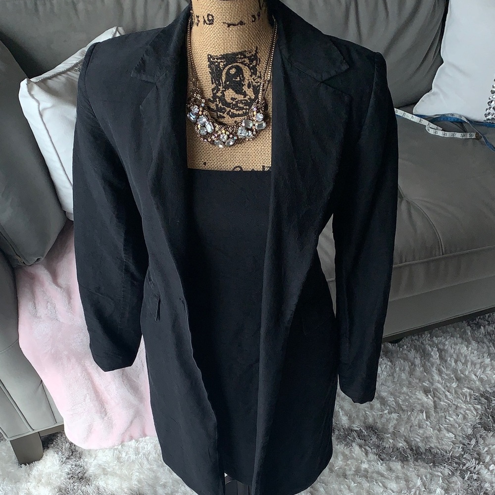 Elegant Vintage Black Women's 2 piece Silk Blazer Dress